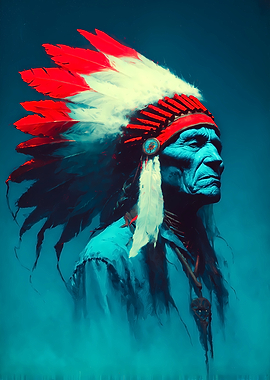 Old Native American Chief Portrait
