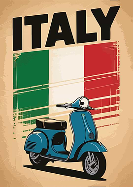 Italy Scooter Vintage Poster