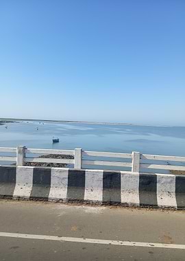Bridge over water with boat
