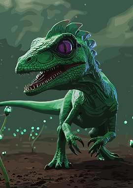 Dinosaur with Purple Eyes