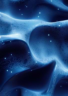 Abstract Blue Wavy Surface with Stars