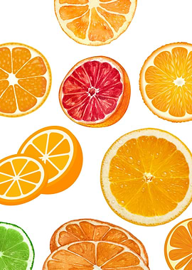 Citrus Fruit Watercolor Pattern