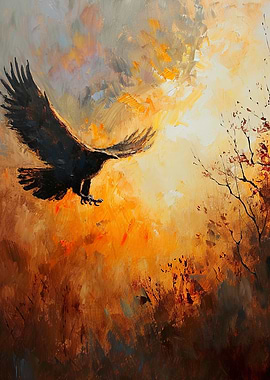 Eagle in Flight Oil Painting