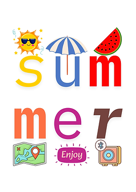 Colorful Summer Illustration with Icons