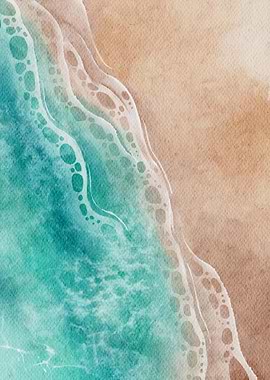 Watercolor Beach Scene