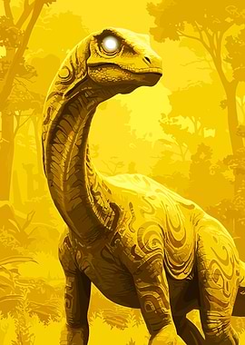 Golden Dinosaur in Forest
