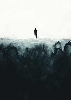 Thalassophobia: Solitary Figure in Dark Waters