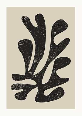 Black Leaf Shape on Beige Background