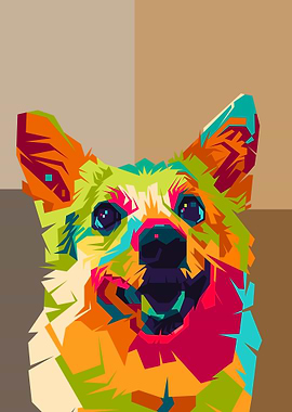 Colorful Corgi Pop Art Portrait