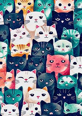 Colorful Cats Pattern