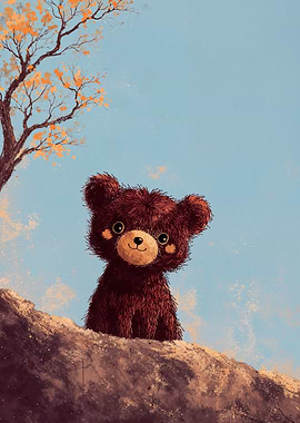 Cute Teddy Bear on a Hill