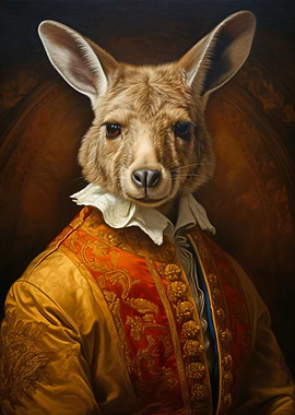 Kangaroo Portrait in Renaissance Attire