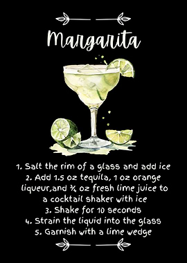 Margarita Cocktail Full Recipe Illustration