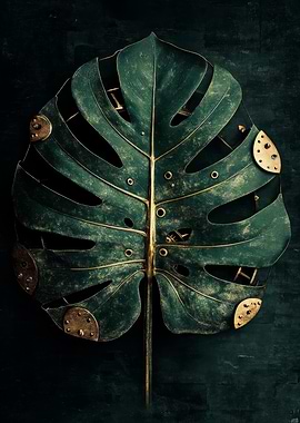 Steampunk Monstera Leaf | Botanical Wall Art