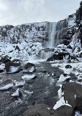 Winter Waterfall Landscape