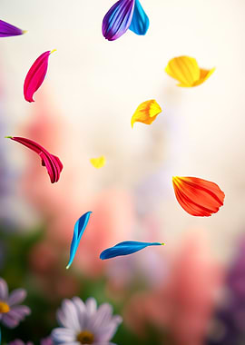 Falling Colorful Flower Petals