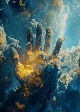 Celestial Hand in Cloudy Sky