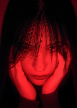 anime girl in red neon