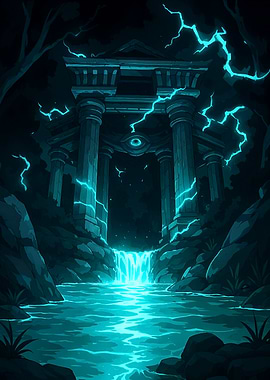 Mystical Waterfall Temple