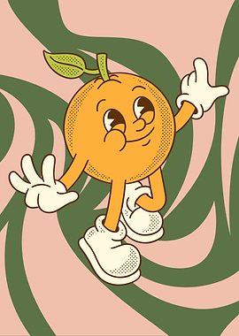 Retro Cartoon Orange Character