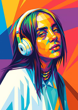 Billie Eilish Colorful WPAP Portrait