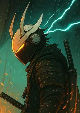 Cyberpunk Ninja in the Rain