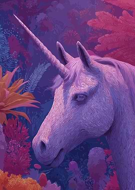 Unicorn in a Floral Fantasy