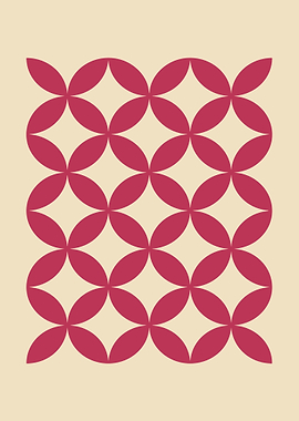Geometric Floral Pattern in Red and Beige
