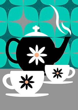 Retro Tea Set Illustration