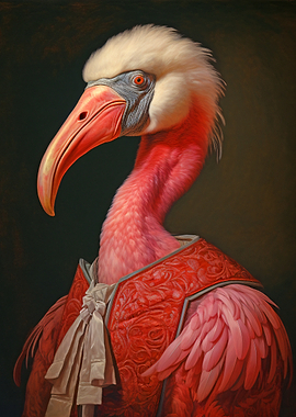 Elegant Flamingo Portrait in Formal Attire