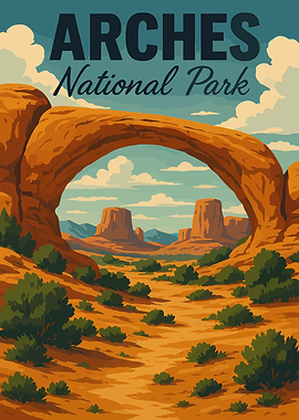 Arches National Park Landscape Illustration