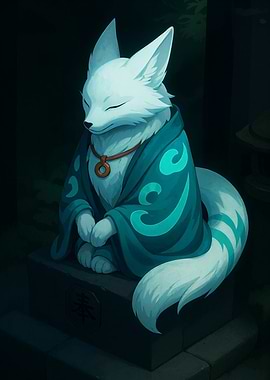 Meditating Fox Spirit in Kimono