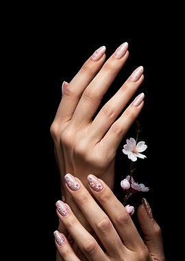 Elegant Hands with Floral Nail Art