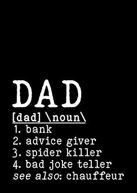 Funny Dad Definition Best Dad Jokes Gift & Man Cave Wall Art