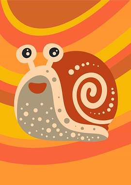 Cartoon Snail with Orange Background