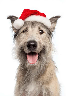 Berger Picard Dog with Santa Hat