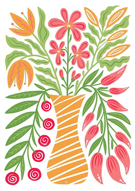 Bold Floral Still Life Vase