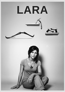 Lara Croft Black and White Portrait