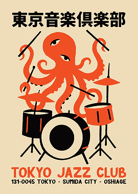 Tokyo Jazz Club Octopus Drummer Poster