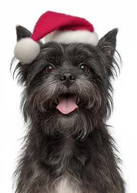 Affenpinscher Dog with Santa Hat