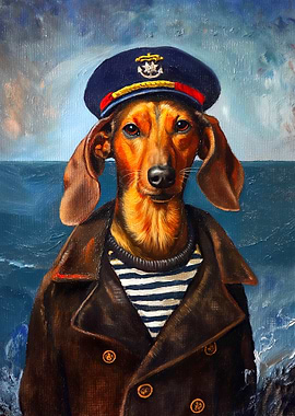 Dachshund Captain Sailor