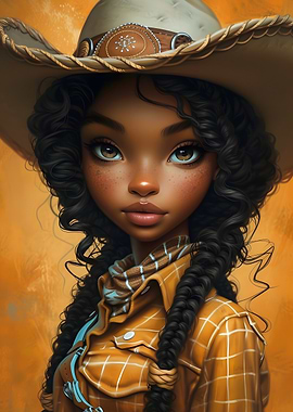 Cowgirl Portrait with Braids and Hat