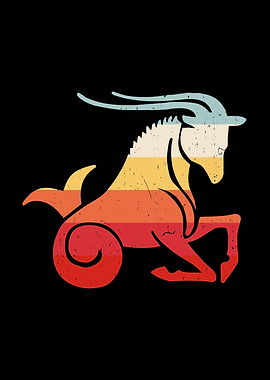 Capricorn Zodiac Sign Retro Illustration