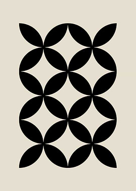 Black Floral Pattern on Beige Background