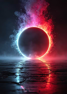 Abstract Circle with Fire and Ice