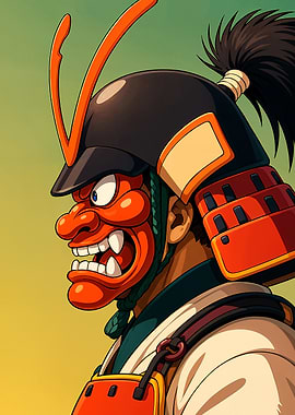 Samurai Warrior with Oni Mask