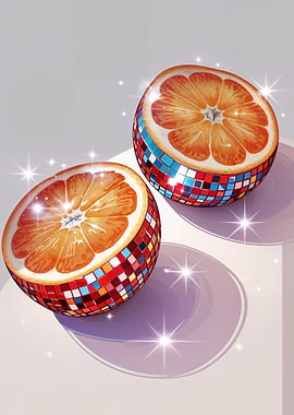 Orange Disco Ball Halves
