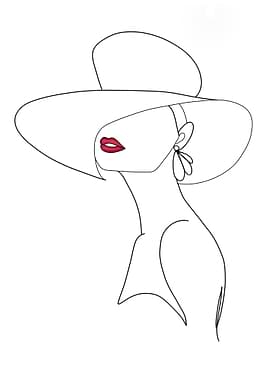 Minimalist Woman with Hat Line Art