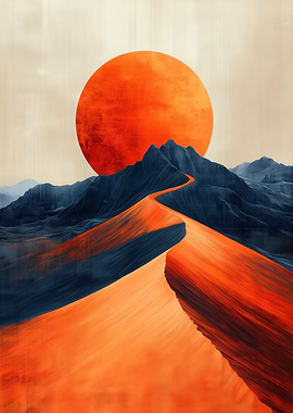 Orange Sun Over Blue Mountains