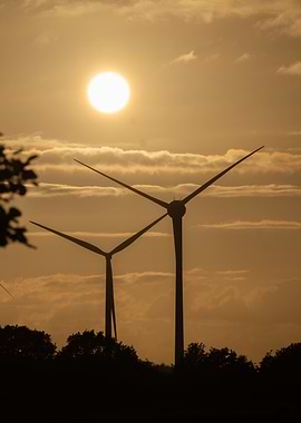 Wind Turbines at Sunset
